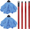 Microfiber Mop Cloth Heads Replacements: One Mop Handle with Two Blue Microfiber