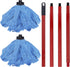 Microfiber Mop Cloth Heads Replacements: One Mop Handle with Two Blue Microfiber