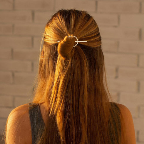 Round-Shaped Hair Pins for Women, 1Pcs Gold Metal Geometric Hairpin for Chignon Hairstyles