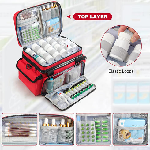 XHGWJSX Medicine Organizer with Adjustable Divider, Double-Layer Medicine Bottle organizer Storage, Portable Home