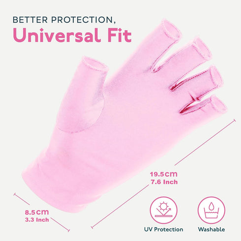 SUNUV LED Gloves for Gel Nails, UPF 50+ Anti UV Gloves for Nail Techs, Professional UV Protection