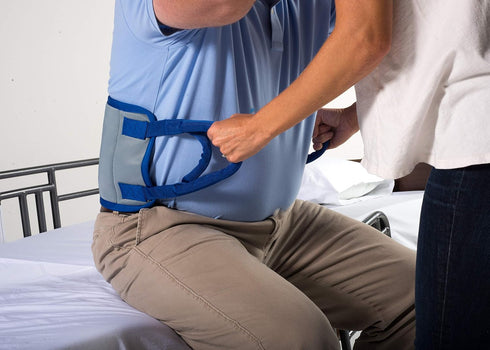 Patient Aid Transfer Sling - Heavy Duty Hoist Gait Belt Harness Device, 400lb Capacity, Padded Handles, 8" x 23.5"