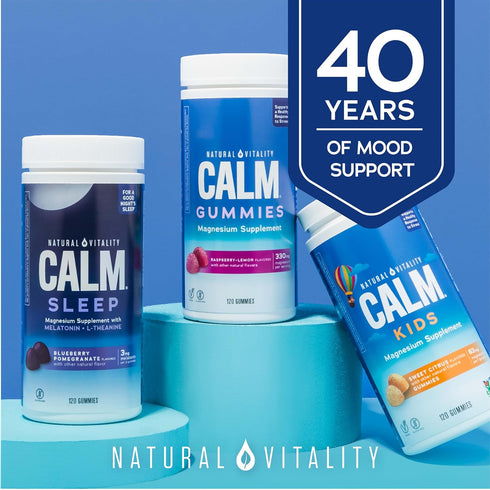 Natural Vitality Calm Kids Supplement, Magnesium Citrate, Stress Relief Gummies, Sweet Citrus, 120 Gummies