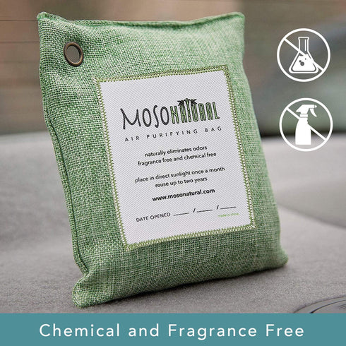 Moso Natural Air Purifying Bag 200g (3 Pack) - Scent Free Odor Eliminator for Cars, Closets, Bathrooms
