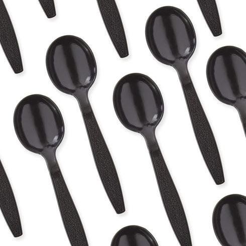 Extra Sturdy Pro-Grade Plastic Soup Spoons 50 CT, Heavy Duty Recyclable Utensils for Soups, Stews, Chili, Gumbo