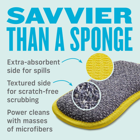 E-Cloth Washing Up Pad - Premium Microfiber Non-Scratch Kitchen Dish Scrubber Sponge, Yellow, 1 Pack