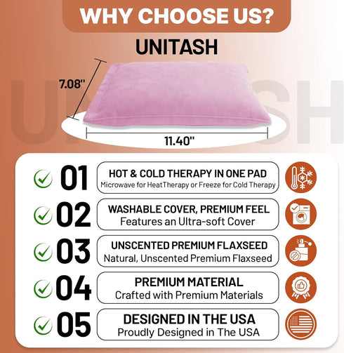 UNITASH Microwavable Heating Pad for Period Cramps, Heating padMachine Washable Cover-Heating Pad, Portable Menstrual