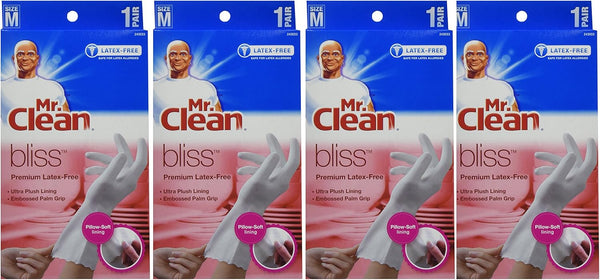 Mr. Clean Bliss Premium Latex-free Gloves, Medium (4 Pack)