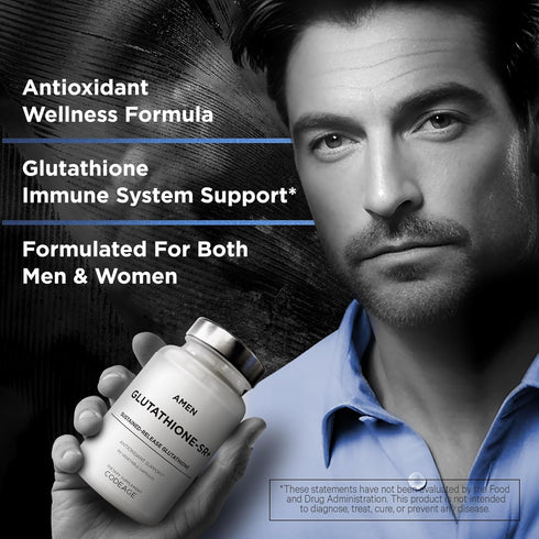 Amen Glutathione-SR+ Advanced Sustained-Release Supplement, 2-Month Supply, Reduced L-Glutathione, 60 Capsules