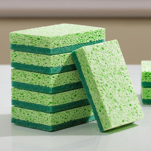 JOYMOOP Clean Sponges, Dual-Sided Non-Scratch Soft Scrub Dish Sponges, Safe for Non-Stick Cookware, Pack of 6