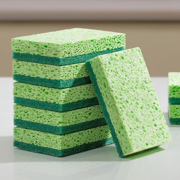 JOYMOOP Clean Sponges, Dual-Sided Non-Scratch Soft Scrub Dish Sponges, Safe for Non-Stick Cookware, Pack of 6