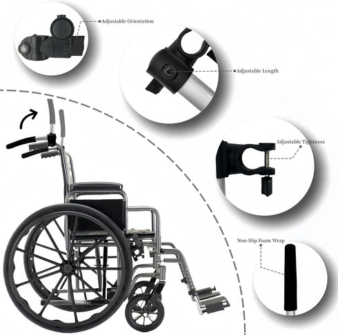 owfccla 2-Pack Universal Wheelchair Handle Extenders & Stroller Extension Handles -Adjustable Push Bar for Tall