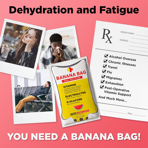 Banana Bag - Pharmacist Hydration Recovery Formula, Electrolyte & Vitamin Powder Packet Drink Mix