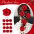Yilloog 12 Pack Rose Hair Clip, 2.8'' Floral Brooch Hairpins for Women, Wedding Party Supplies (Red)