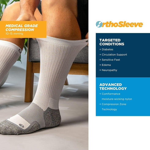 WC4 OrthoSleeve Wide Diabetic & Neuropathy Compression Socks, Non-Binding for Men & Women, Improve Circulation & Edema