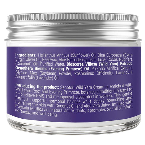 Lavender Wild Yam Cream for Women Hormone Balance, Evening Primrose infused for Menopause Support, Moisturizing Self