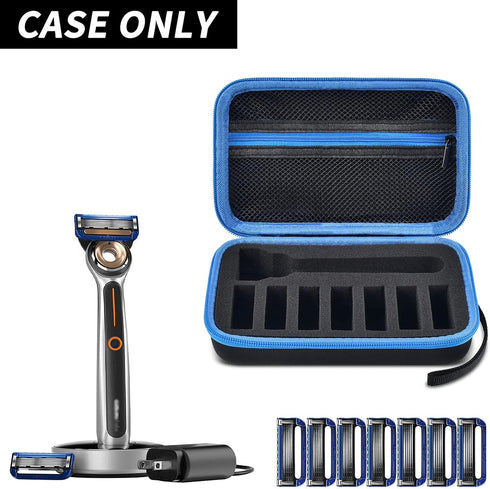 PAIYULE Travel Case Compatible with Gillette Heated Razor for Men, Starter Shave Kit Storage Holder for Blade Refills, Clipper Guards, Charging Dock and Accessories-Blue(Box Only)