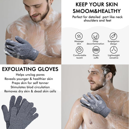Yiclick Heavy Exfoliating Gloves, Body Scrubber for Bath Shower, Dead Skin Remover for Men and Women
