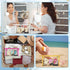 Preppy Patch SPF Clear Cosmetic Bag, Waterproof PVC Toiletry Bag, Multi-Function Zippered Makeup Pouch (White)