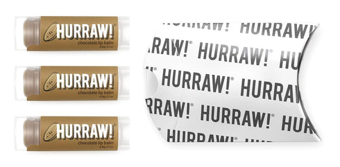 Hurraw! Chocolate Lip Balm, 3 Pack: Organic, Certified Vegan, Cruelty and Gluten Free. Non-GMO, 100% Natural Ingredients. Bee, Shea, Soy and Palm Free. Made in USA