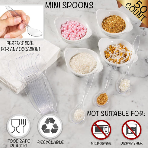 LSR LORESO Plastic Tasting Ice Cream Tea Spoons, Pack of 50 Mini Spoon for Tea, Coffee, Dessert