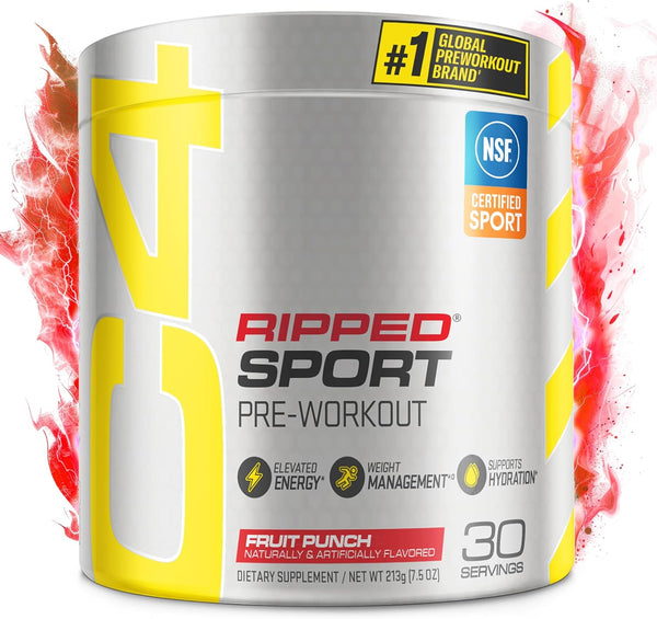 Cellucor C4 Ripped Sport Pre Workout Powder, Sugar Free Energy Supplement for Men & Women, Fruit Punch, 30 Servings