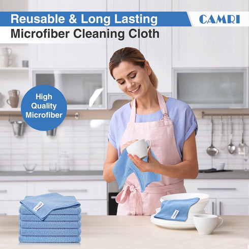 Microfiber Towel Cleaning Cloth – Pack of 12, Size 12.6” x 12.6”, Blue, Lint Free, Super Absorbent, Multipurpose