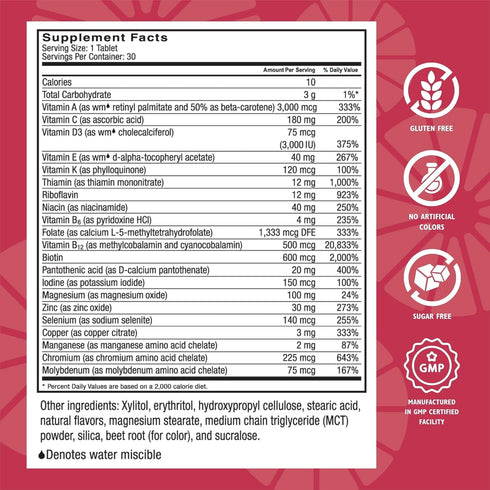 Celebrate Vitamins CelebrateONE Bariatric One A Day Multivitamin without Iron, Chewables, Strawberry Creme, 30 Count