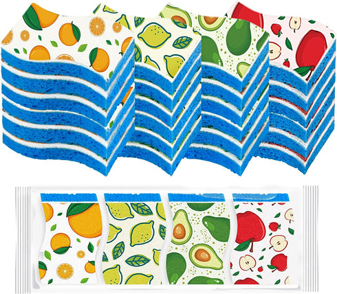 AIDEA 24 Count Non-Scratch Scrub Sponges for Kitchen, Cellulose Sponges for Dishes, Cleans Fast Without Scratching