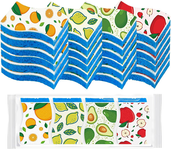 AIDEA 24 Count Non-Scratch Scrub Sponges for Kitchen, Cellulose Sponges for Dishes, Cleans Fast Without Scratching
