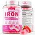 Vegan Iron Filled Gummies for Women - Non Constipating High Absorption 26mg Gentle Bisglycinate Iron with Vitamin C,