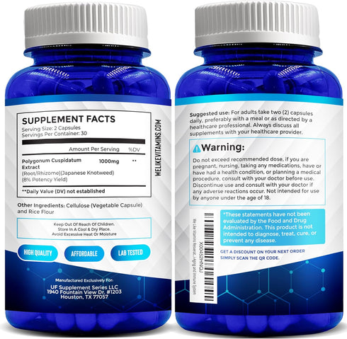 We Like Vitamins Resveratrol 1000mg Supplement, 60 Easy to Swallow Veggie Capsules, Antioxidant for Immune Support