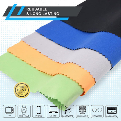 Microfiber Cleaning Cloth, 8 x 8 Inch, Pack of 5, for Glasses & Phones