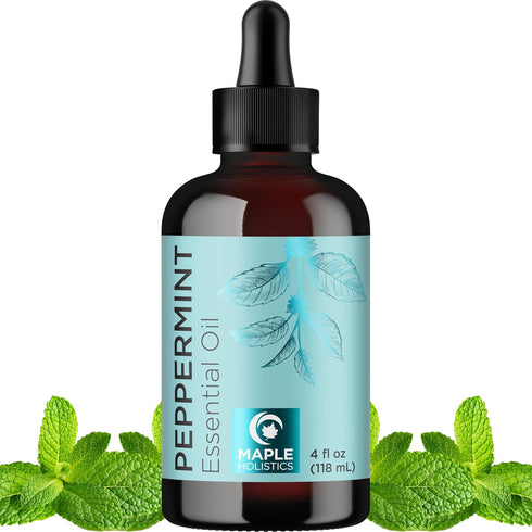 Peppermint Essential Oil for Diffuser Aromatherapy, 100% Pure Oil for Hair, Skin, Nails, and Topical Uses, 4oz