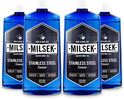Milsek Stainless Steel Cleaner - Multipurpose Cleaning Supplies for Home & Kitchen Appliances, 12 Fl Oz (Pack of 4)