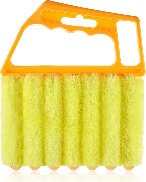 1 Piece Yellow Hand Held Cleaner Tool for Window Venetian, Washable Mini Cleaner Brush, 7 Finger Dusting Tool for Air