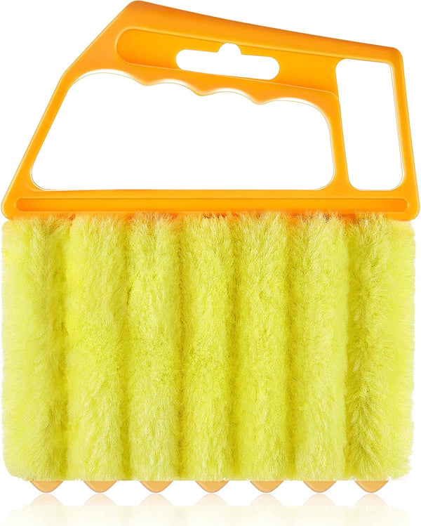 1 Piece Yellow Hand Held Cleaner Tool for Window Venetian, Washable Mini Cleaner Brush, 7 Finger Dusting Tool for Air