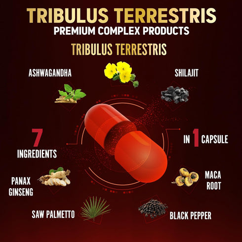 Tribulus Terrestris Supplement for Men & Women, 5-Month Supply with Ashwagandha, Panax Ginseng, 150 Count