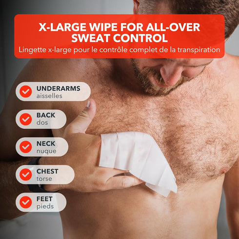 SweatBlock Clinical Strength XL Antiperspirant Body Wipes, 10 Pack, Unscented for Men & Women