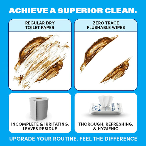 Pack 99.5% 10 Packs 6 (60 Zero Trace Flushable Wipes Portable Travel Wipes Pocket Size for Adults, Kids & Baby Care