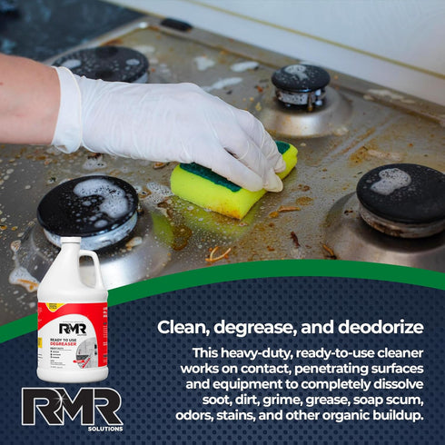 RMR Degreaser and Cleaner - 1 Gallon, Ready to Use Indoor/Outdoor Formula for Heavy-Duty Cooking Surfaces