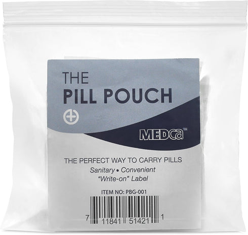 Pill Pouch Bags, Pack of 100, 3" x 2.75" Disposable Plastic Travel Pill Bags with Write-on Labels