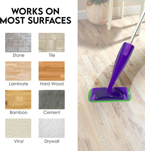 Reusable Floor Mop Pads, Swiffer Wet Jet Compatible Refills, 2 Pack, 12-inch Microfiber, Eco-Friendly