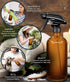 LiBa Amber Glass Spray Bottles, 2 Pack, 16 oz Refillable Empty Spray Bottle for Cleaning, Adjustable Nozzle