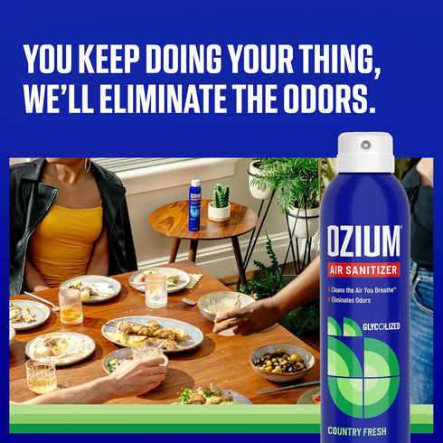 Ozium Country 8 oz 2 Pack Air Sanitizer Spray - Room Odor Eliminator for Home, Car, and Office - Fresh Air Cleaner