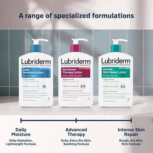 Lubriderm Advanced Therapy Fragrance Free Hand & Body Lotion, 24 Fl. Oz for Extra Dry Skin