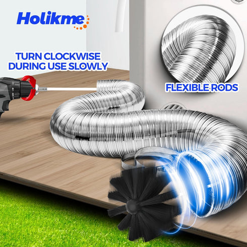 Holikme 35 Feet Dryer Vent Cleaning Brush, Lint Remover, Synthetic Brush Head for Power Drill Use