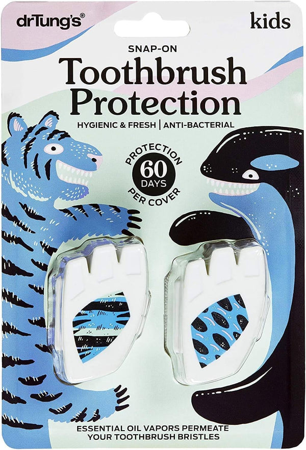 drTung's Kids’ Snap-On Toothbrush Protection, 2 Protectors (6 Pack)