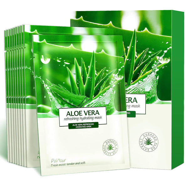 Aloe Facial Skincare Sheet - Hydrating & Moisturizing for Dry, Oily, Sensitive, and Tired Skin - 25ml / 0.8oz, Pack of