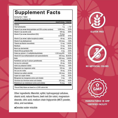 Celebrate Vitamins CelebrateONE Bariatric Multivitamin with Iron Chewables - 45 mg Iron, Midnight Cherry, 30 Count